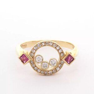 Chopard Happy Diamond & Ruby 18k Yellow Gold Size US 6 .25